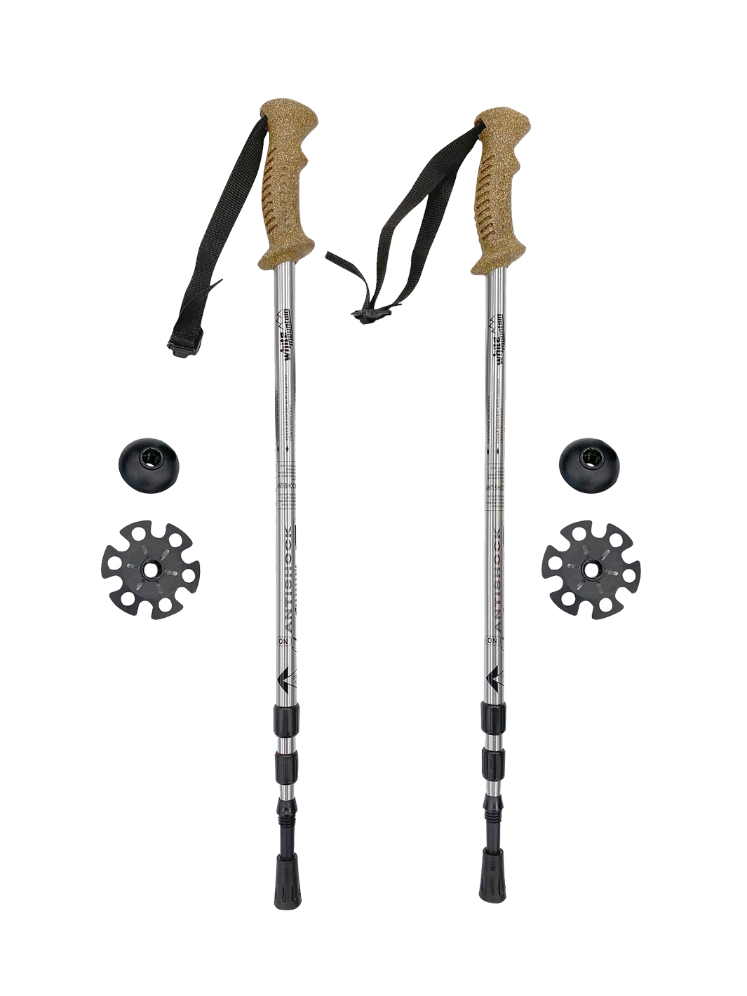 Bâtons De Trekking Pliables 2 Pièces - Télescopiques, Ajustables De 35 à 130 Cm - Poignée Liège - Neufs Sous Emballage
