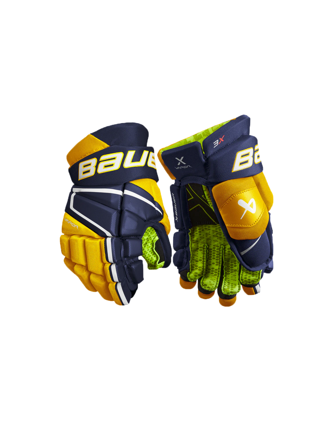Bauer Vapor 3X Gants Junior – Taille 11 Pouces, Paume Tactile, Dos Préformé, Manchette Ouverte, évacuation D'humidité