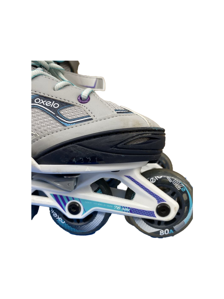 Rollers Oxelo D'occasion – Taille 2.5 à 4.5 (UE 35-38) – Unisexe – Sac De Transport Inclus – Couleur Turquoise/grise