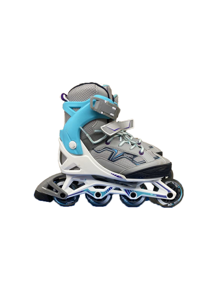 Rollers Oxelo D'occasion – Taille 2.5 à 4.5 (UE 35-38) – Unisexe – Sac De Transport Inclus – Couleur Turquoise/grise